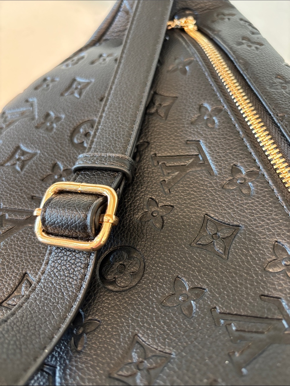 Black Monogram Empreinte Crossbody Bum Bag with Gold Hardware - Picture 11 of 14